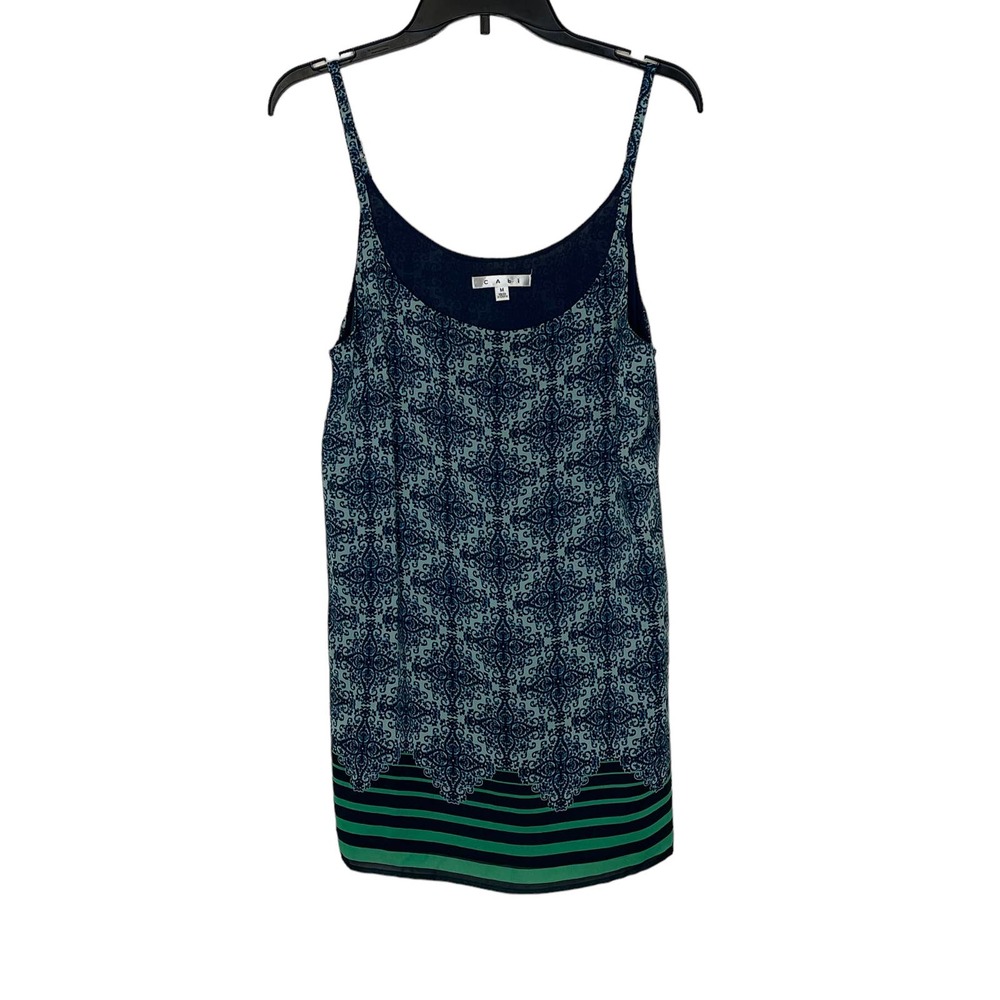 CAbi Women's Medium Blue Mixed Media Print Cami Tank Top Casual Office Layering